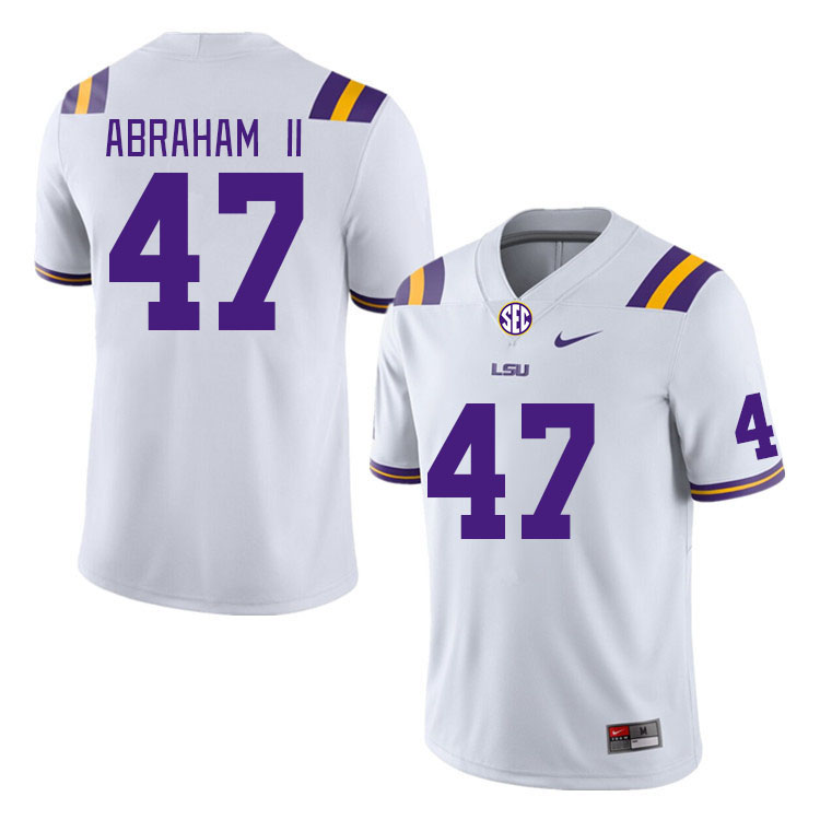 Men #47 Aristotle Abraham II LSU Tigers College Football Jerseys Stitched-White